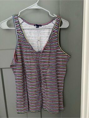 GAP Striped Tank Top in Navy, Pink & Light Gray